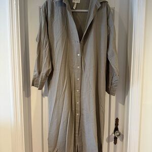 Long Sleeve Beige Shirt Dress